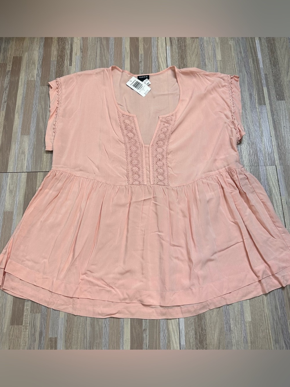 torrid Blush Pink Crochet-Trim Babydoll Blouse Women’s Size 1 (plus size 1x)